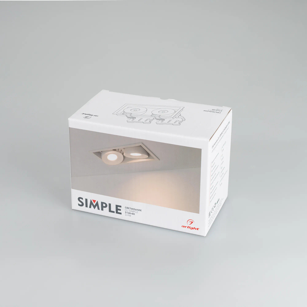 Светильник CL-SIMPLE-S148x80-2x9W Warm3000 (WH, 45 deg) (Arlight, IP20 Металл, 3 года) 026876