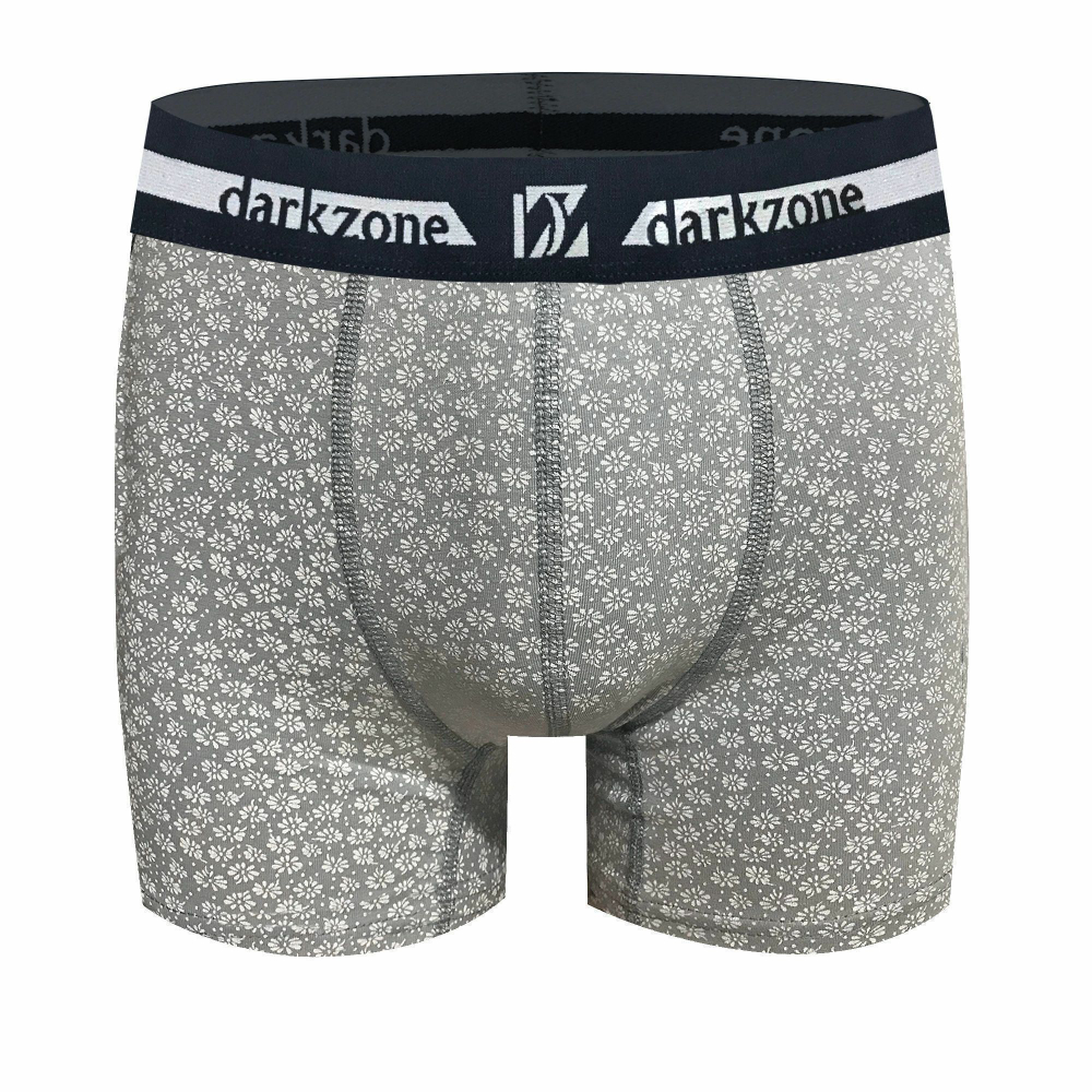 Серые мужские трусы-боксеры с мелким цветочным принтом (Размер: XXL) (Цвет: серый)
