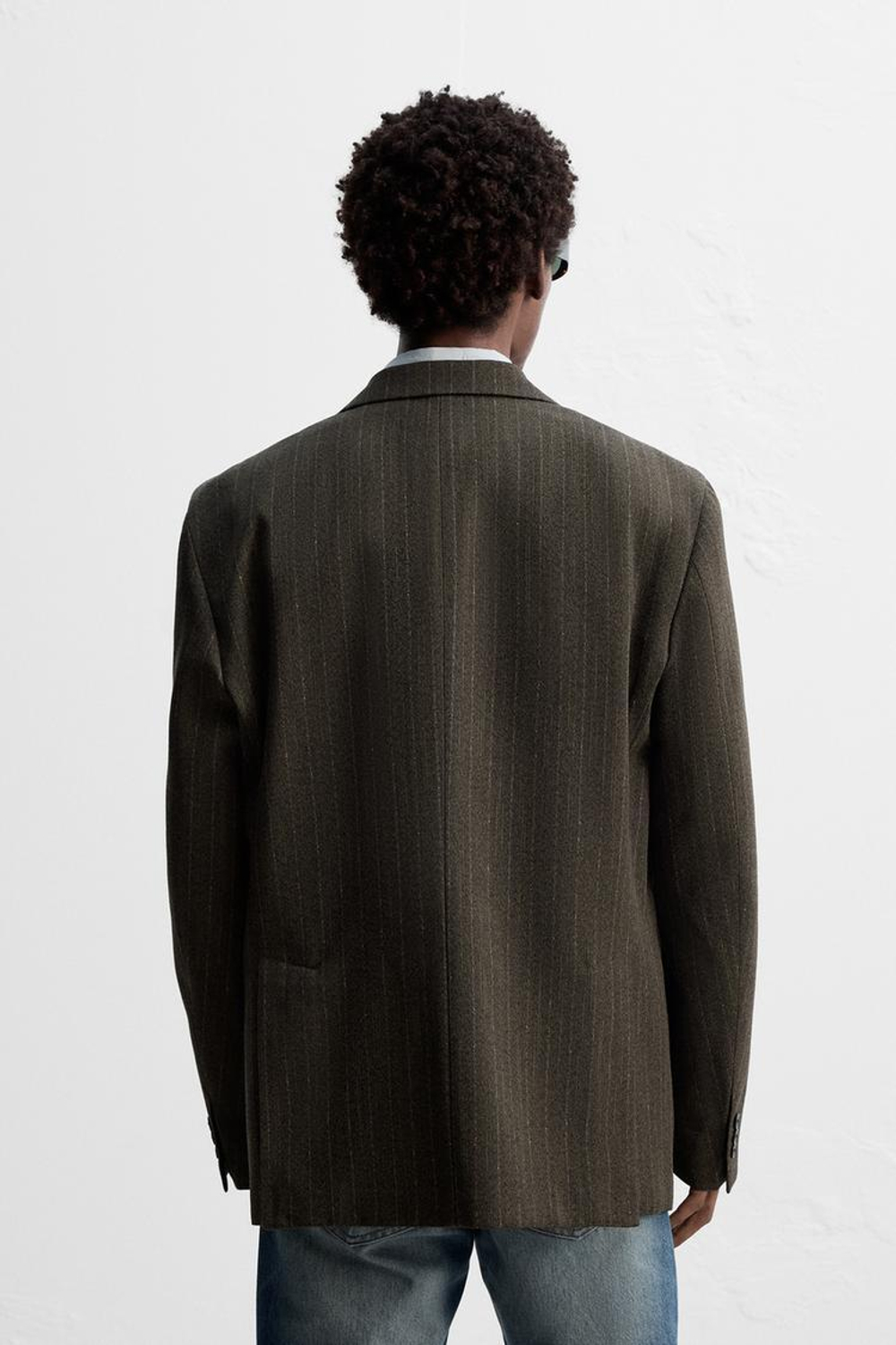 ZARA БЛЕЙЗЕР ИЗ РЕЛЬЕФНОЙ ТКАНИ В ПОЛОСКУ, КОРИЧНЕВЫЙ/ЗЕЛЕНЫЙ