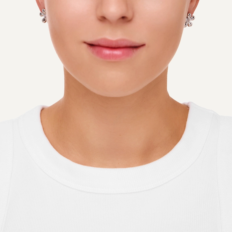 Серьги Продолговатые Цветы – Серебро