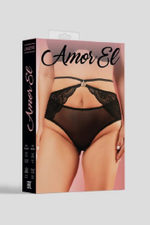 Женские трусики с серебристой фурнитурой Amor EL черные XL/XXL