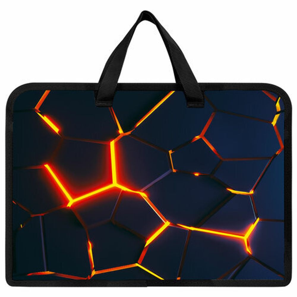 Папка на молнии с ручками ЮНЛАНДИЯ А4, 1 отделение, пластик, ширина 45 мм, "Volcano split", 273358