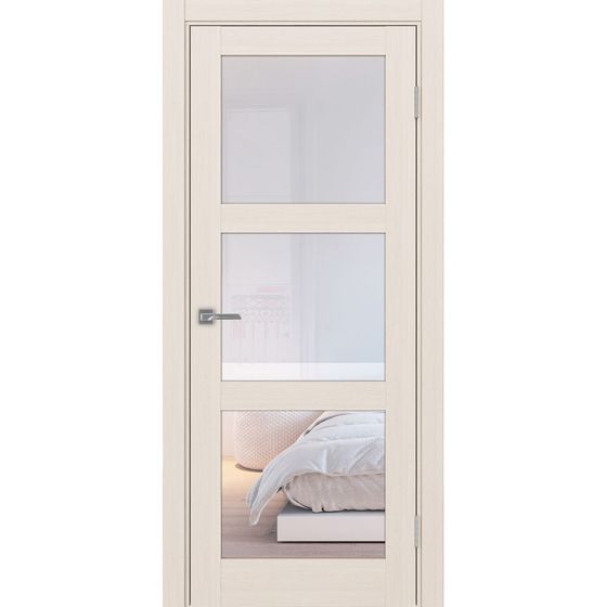 Купить Межкомнатная дверь экошпон Турин 530.222 ясень перламутровый остеклённая
