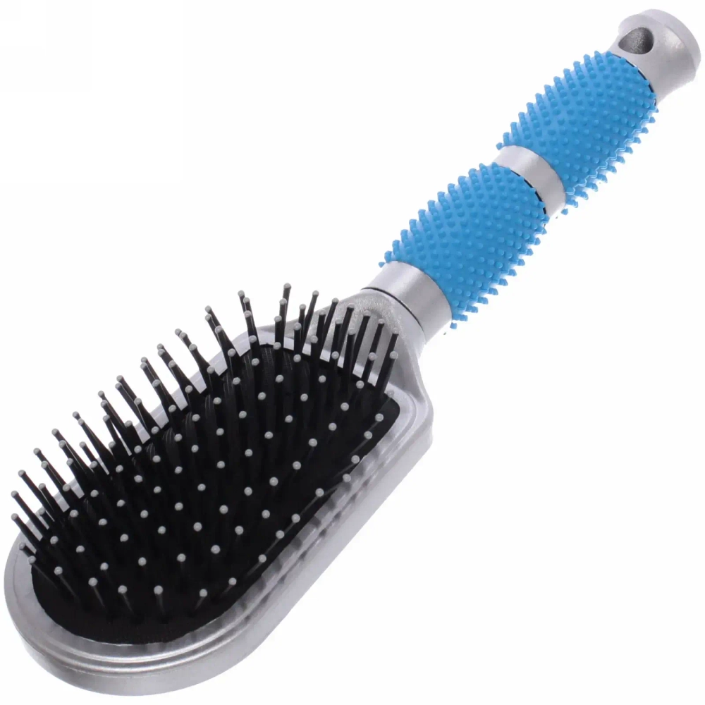 Расческа массажная «Lavanda», трапеция, цвет ручки голубой, 23 см