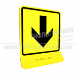 Тактильно-визуальный знак Е.2 с шрифтом Брайля на наклонной площадке. "Прямо, вперед и вниз". Полистирол 3 мм.