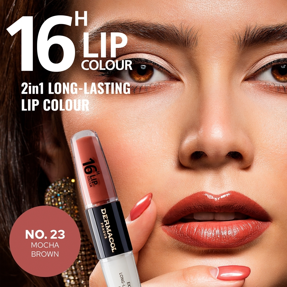 Dermacol 16H Lip Colour - Стойкая помада и блеск для губ, 2× 4 ml