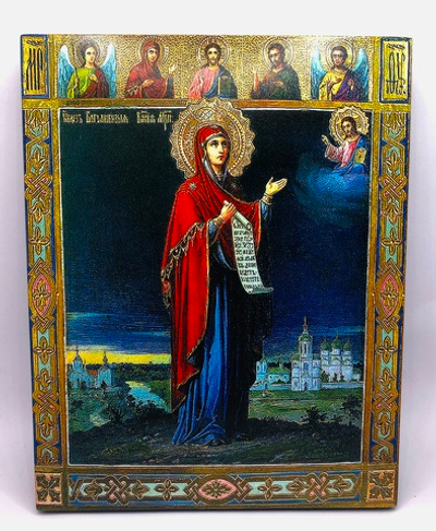 Боголюбская Божия Матерь икона на левкасе 17х14