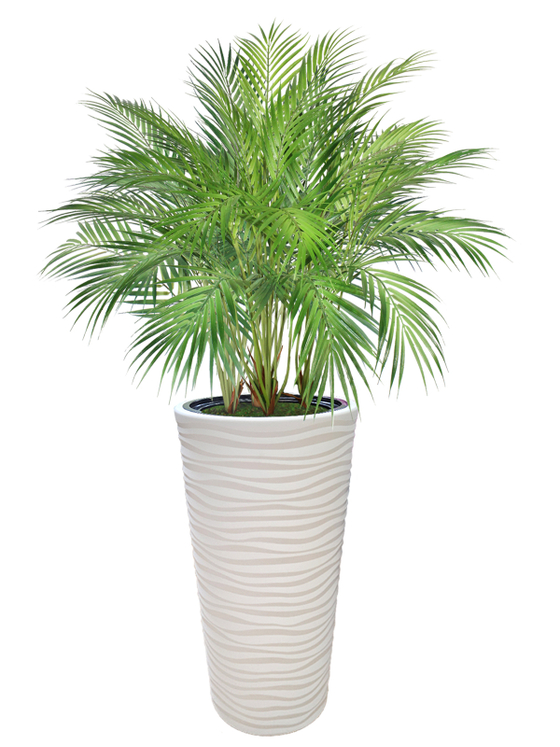 Искусственная Пальма кустовая 110см в высоком круглом белом кашпо