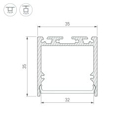 Профиль с экраном SL-LINE-3535-2500 WHITE+OPAL (Arlight, Алюминий) 036302