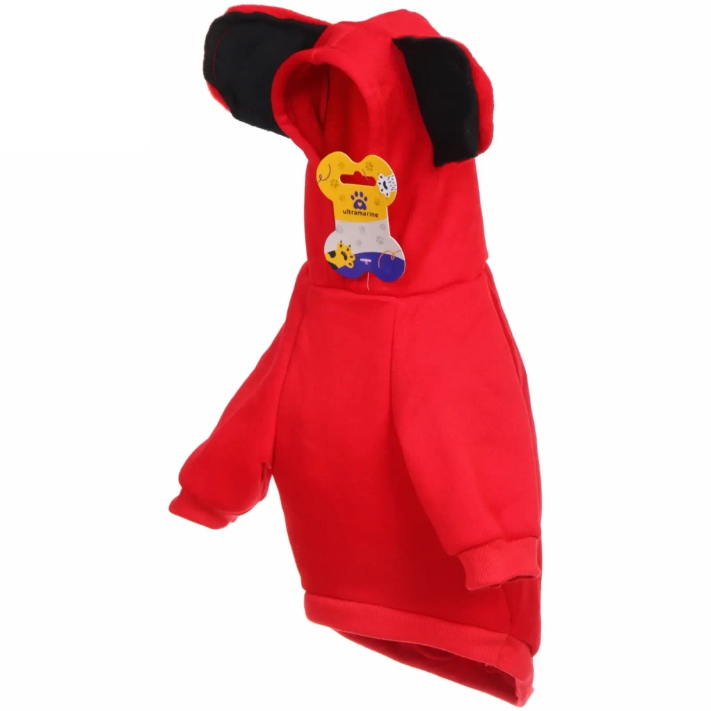Кофта-толстовка для собаки «Ушастик» с капюшоном, размер L (20*36*26см) цвет красный Ultramarine