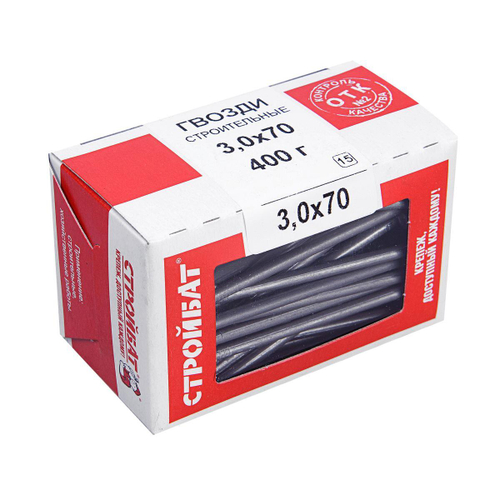 ГВОЗДИ СТРОЙБАТ СТРОИТЕЛЬНЫЙ 3,0Х70ММ 400Г