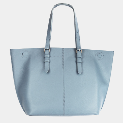 Сумка Shopper Vintage из кожи теленка, голубого цвета