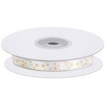 Лента декоративная (1 см*22,85 м) Золотые звезды, Белый, 1 шт.