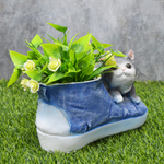 Фигура садовая-кашпо "Кед с котенком" 22*12*13см, полистоун