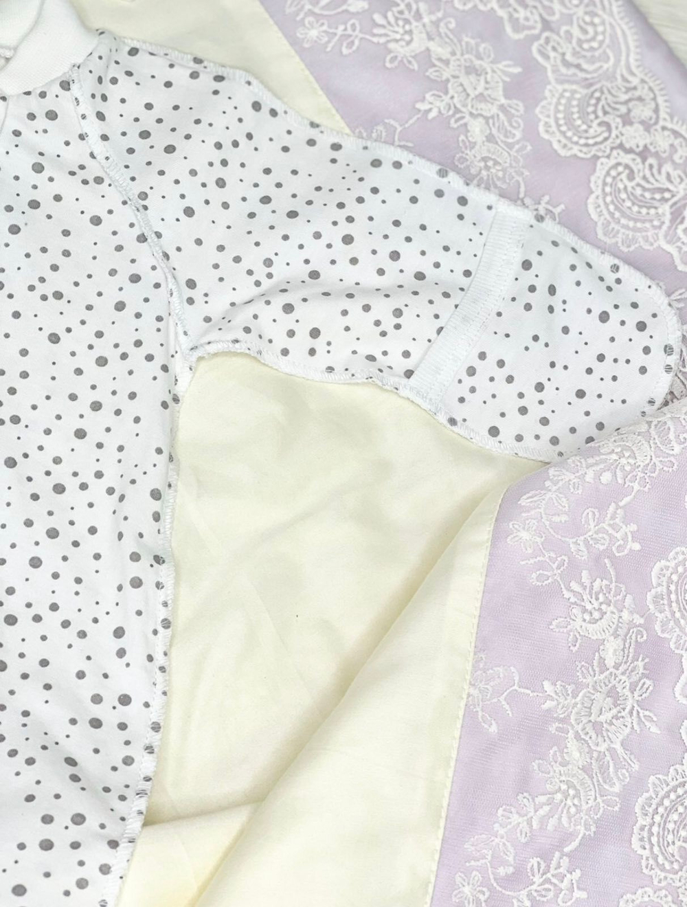 Комплект на выписку "Воздушный пломбир" (4 пр.) - лето (Цвет: Молочно-сиреневый)