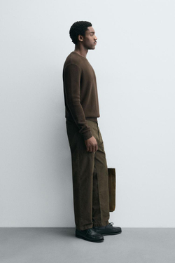 ZARA ДЖЕМПЕР КЛАССИЧЕСКОГО КРОЯ С РЕЛЬЕФНОЙ ТКАНЬЮ, КОРИЧНЕВЫЙ