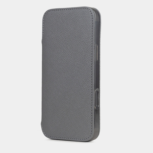 Чехол для iPhone 16 Pro Max из кожи сафьяно, серого цвета