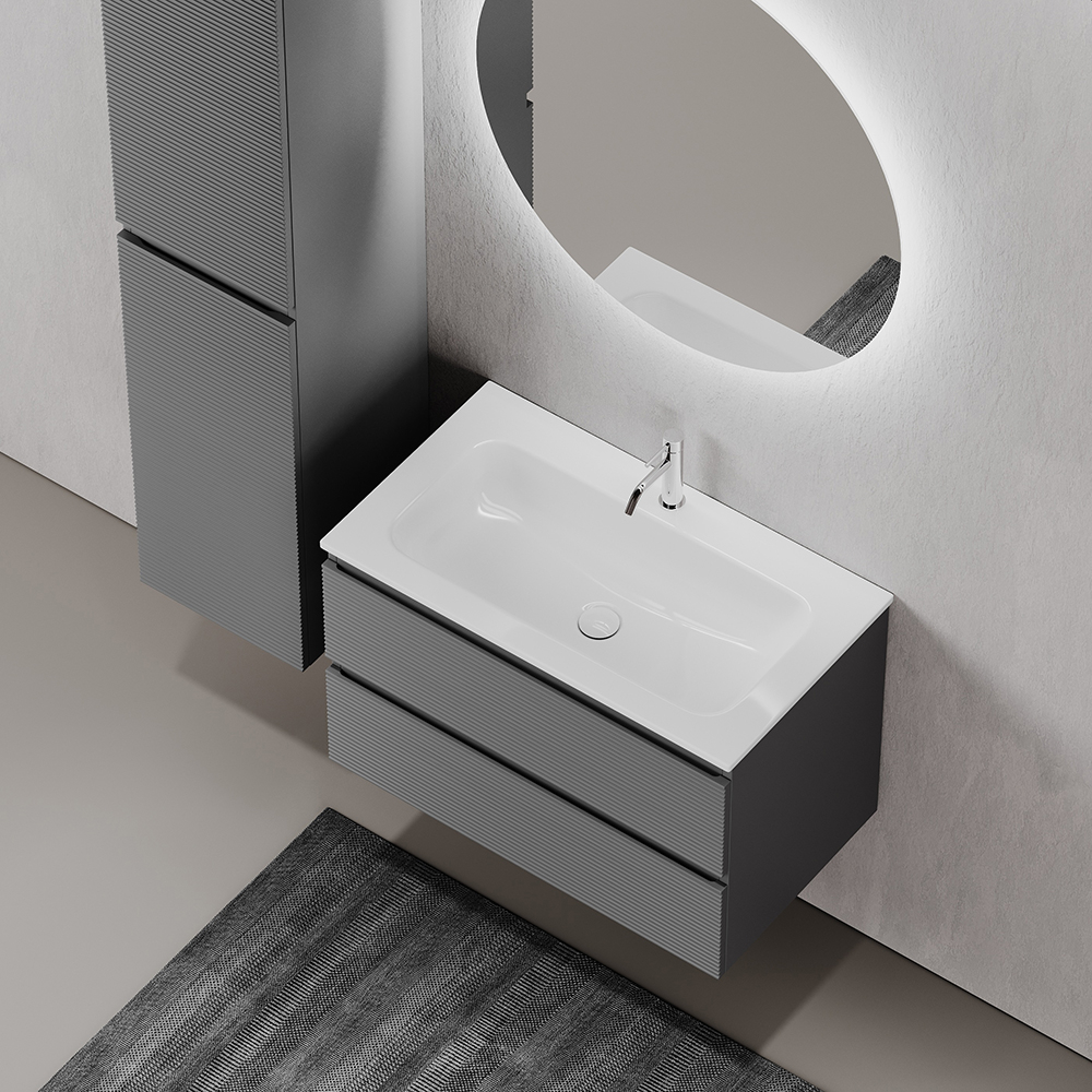 Тумба подвесная под раковину Sancos Folk, Grey soft 790х445х500