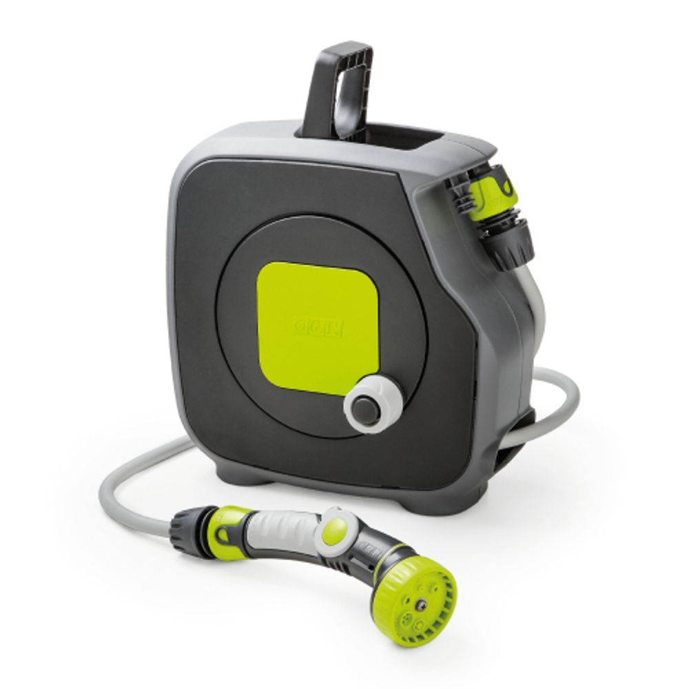 Катушка для шланга GF GF80285628 AQUABAG STYLE механическая в комплекте со шлангом 9 мм 11,5 м | Аксессуары для полива Green Apple