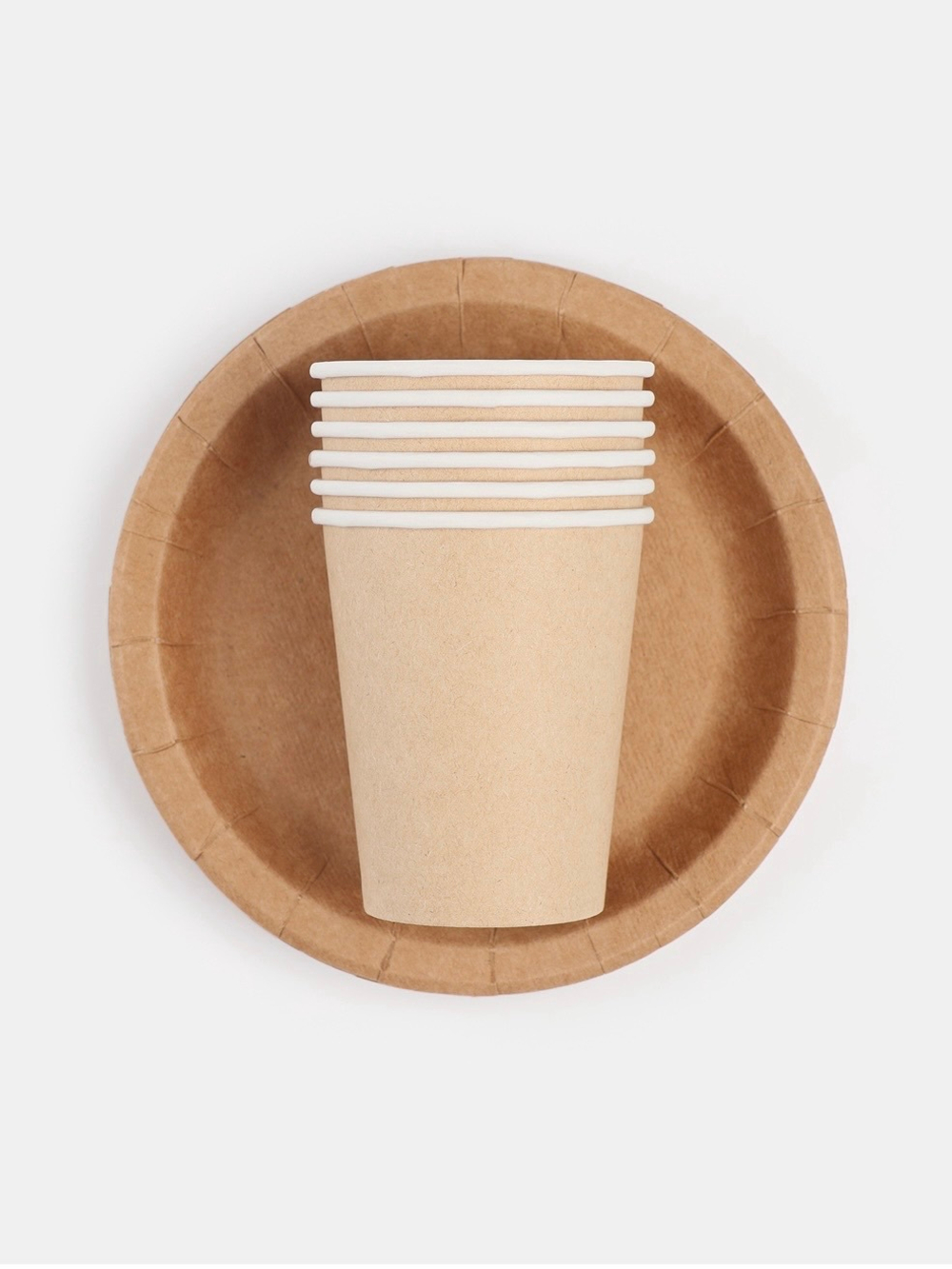 Посуда бумажная одноразовая «Крафт», 6 стаканов, 6 тарелок