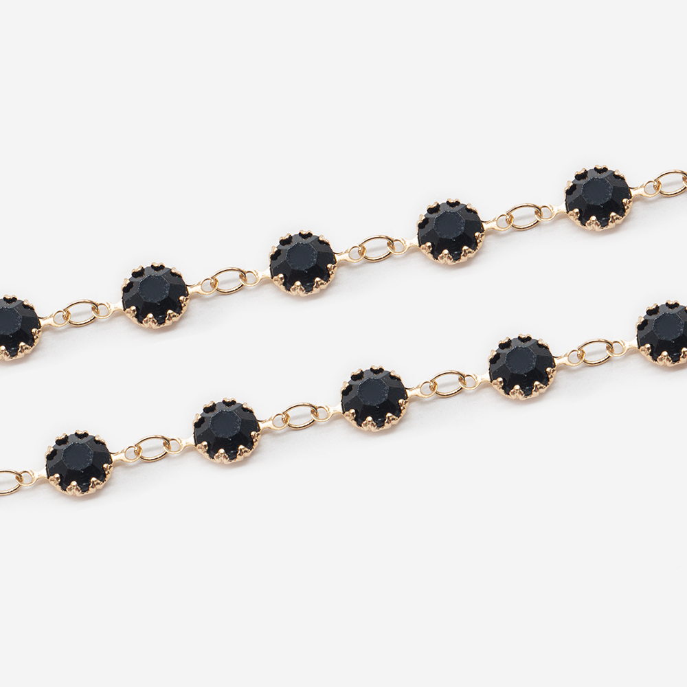 30165-чз Цепь с чёрным стеклом 6мм, позолота