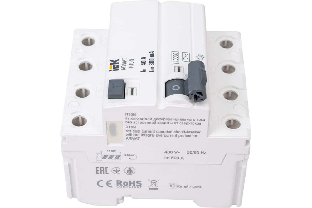 Выключатель дифференциального тока УЗО R10N 4P 40А 300мА тип A ARMAT IEK