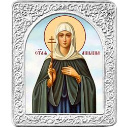 Святая Акилина. Маленькая икона в серебряной раме.