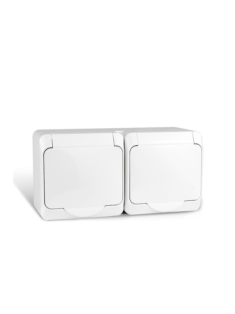 Розетка 2-м ОП Nix 16А IP54 250В с заземл. с крышкой бел. TOKOV ELECTRIC TKE-NX-R2Z-C01-IP54