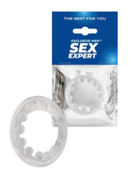 Эрекционное кольцо со стимулирующими шариками на поверхности (Цвет: белый)