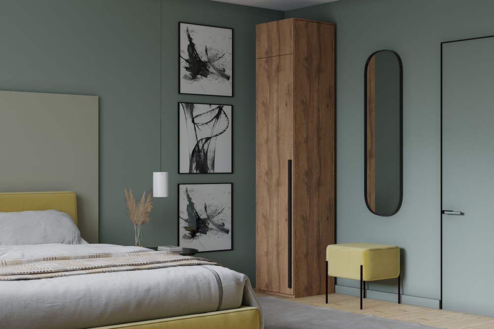 Распашной шкаф Лорена с антресолью Дуб Табачный U1147 50*40*230 см, Коричневый   Фиеста