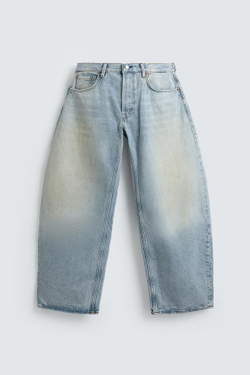 ZARA ДЖИНСЫ BALLOON FIT, НЕБЕСНО-ГОЛУБОЙ