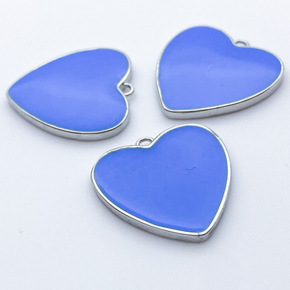 Подвеска Сердце, цвет серебро+синий, размер 21*20 мм, цена за 1 шт