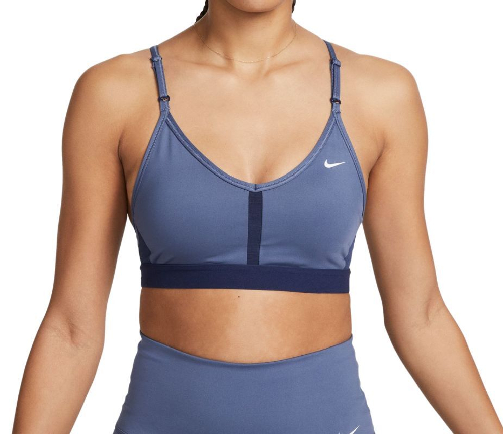 ТОП теннисный Nike Indy Bra V-Neck - diffused blue/midnight navy/midnight navy/white