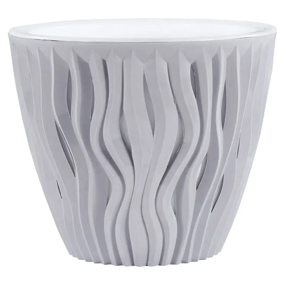 Кашпо для цветов пластиковое 2,25л d-17,5 см «Вдохновение» Серый жемчуг