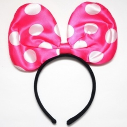 Ободок с бантиком, Розовый в горошек, маленький