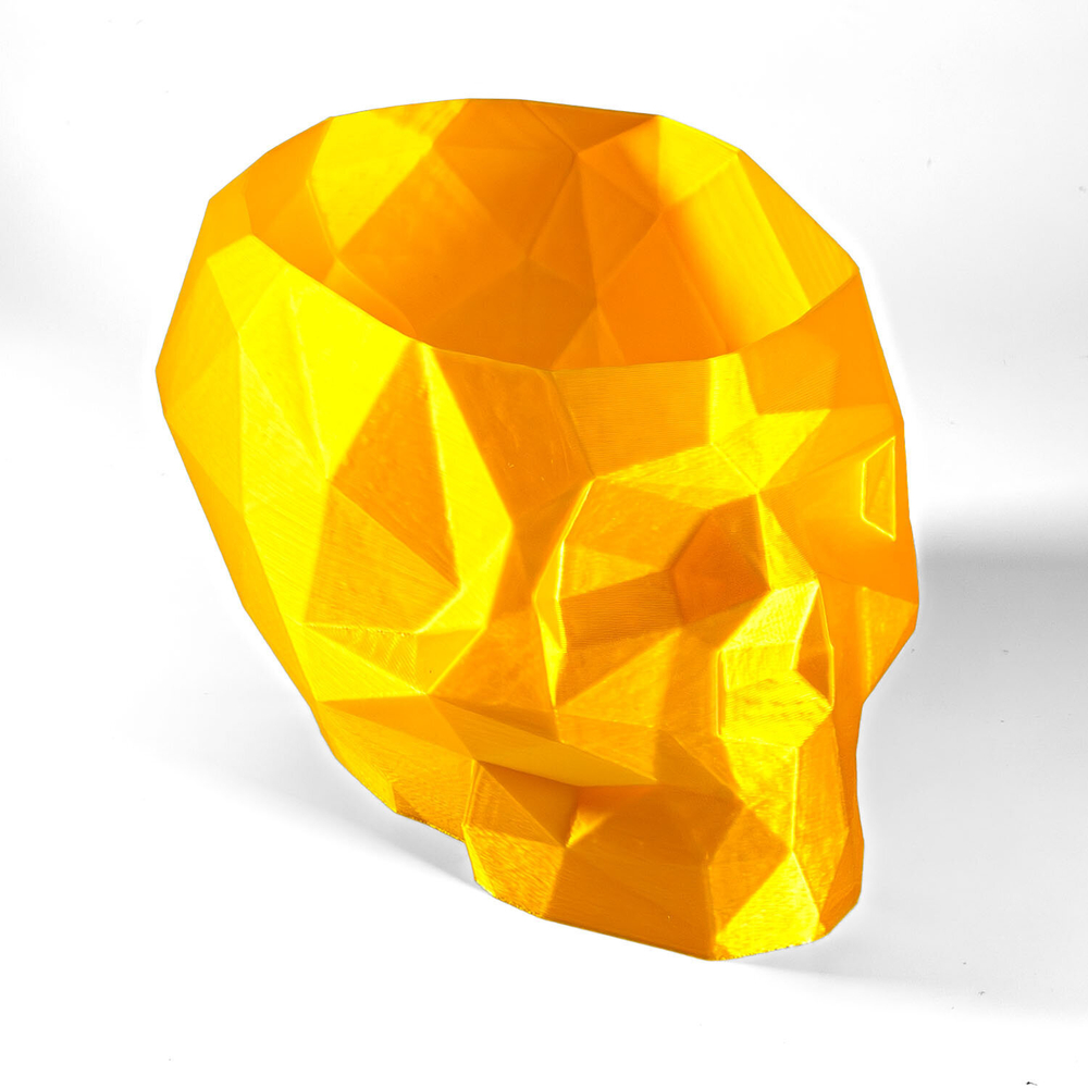 Череп-Ваза для конфет/карандашей, полигональная, 3D печать, золотая