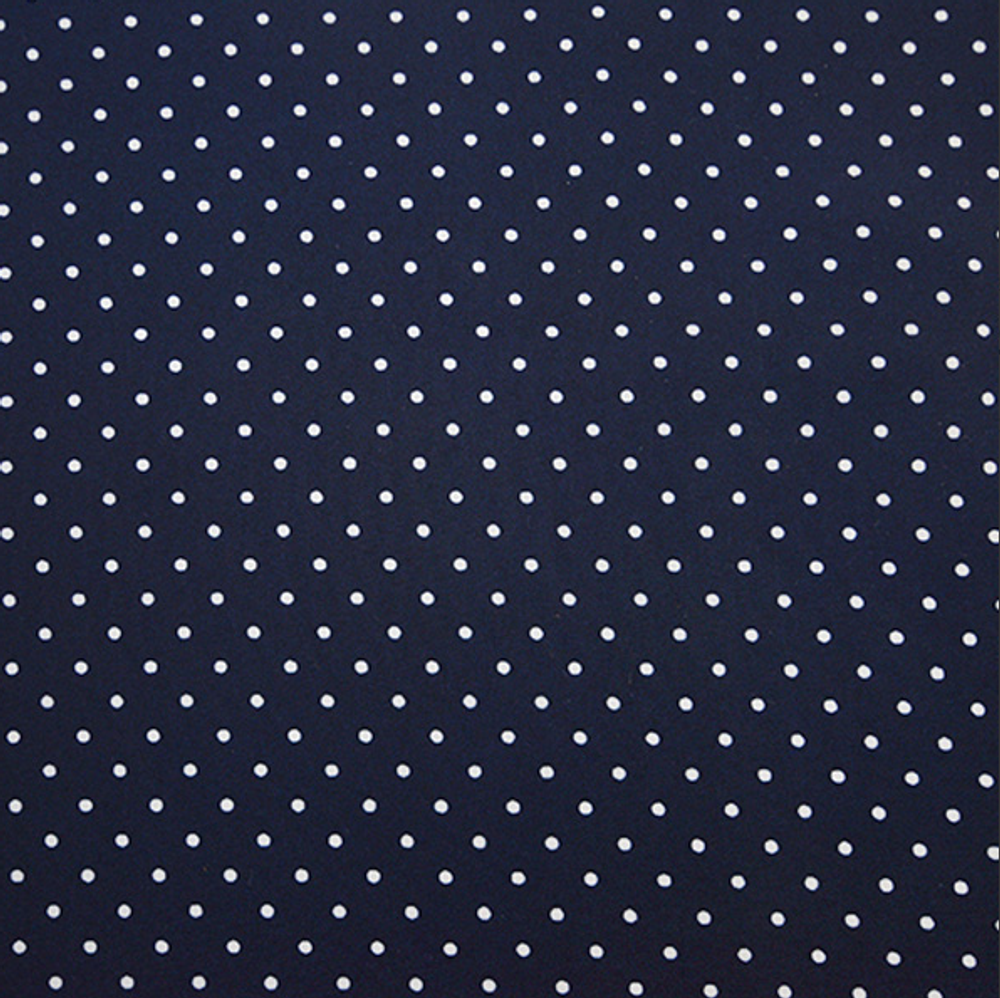 Ткань плательная Кашибо белый горох на тёмно-синем, d 0,4 см