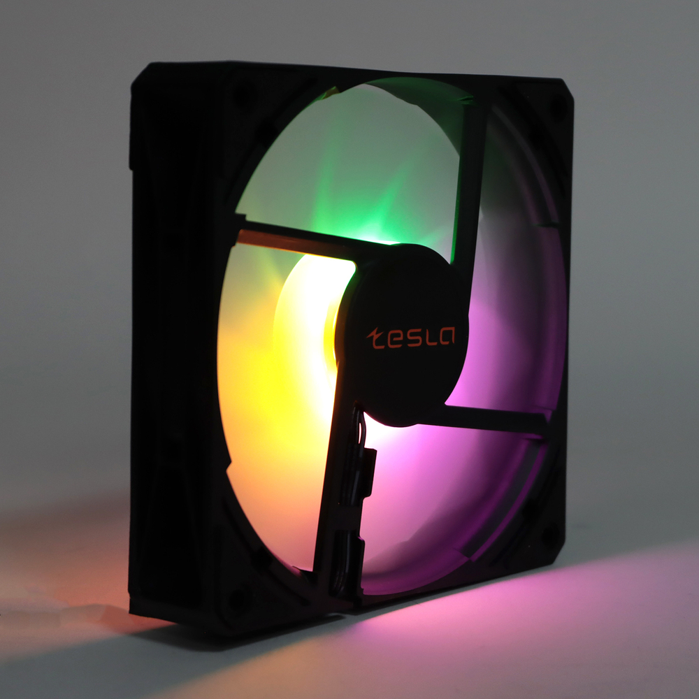 Набор из 3 вентиляторов TESLA RGB120 LB3, 120мм, 1200rpm, 3-pin+Molex, черный/FRGB, 38CFM, 21дБ (TSL-120-LB3)