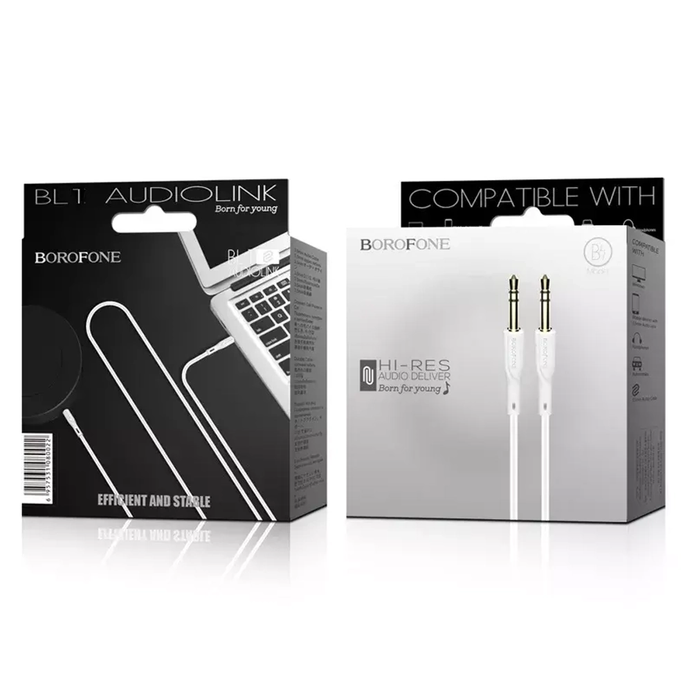 AUX cable 1m 3,5/3,5 Borofone BL1 white
