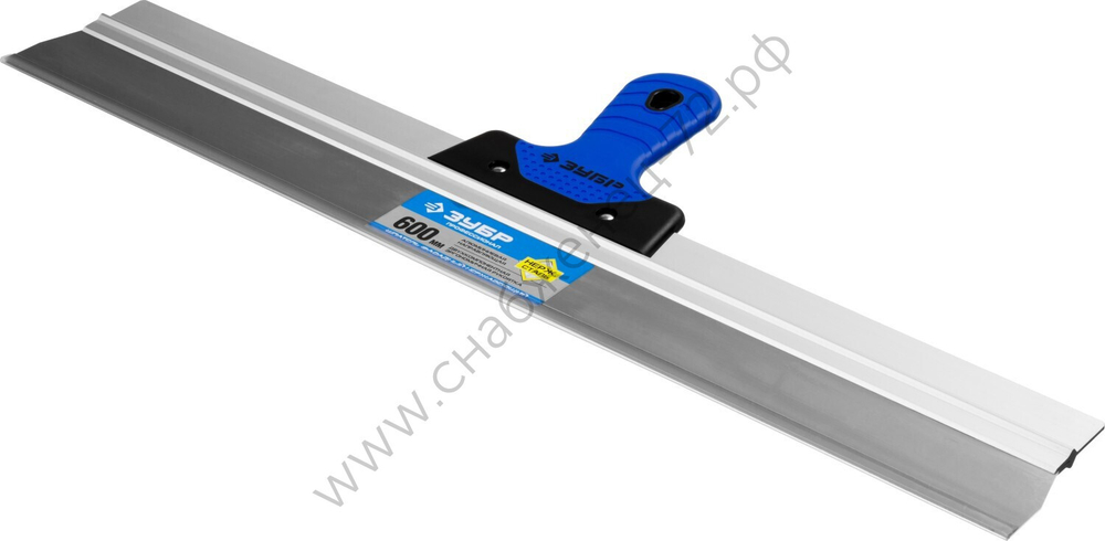 ЗУБР 600 мм, усиленная алюминиевая направляющая, двухкомпонентная ручка, нержавеющий, Фасадный шпатель, ПРОФЕССИОНАЛ (10049-60)