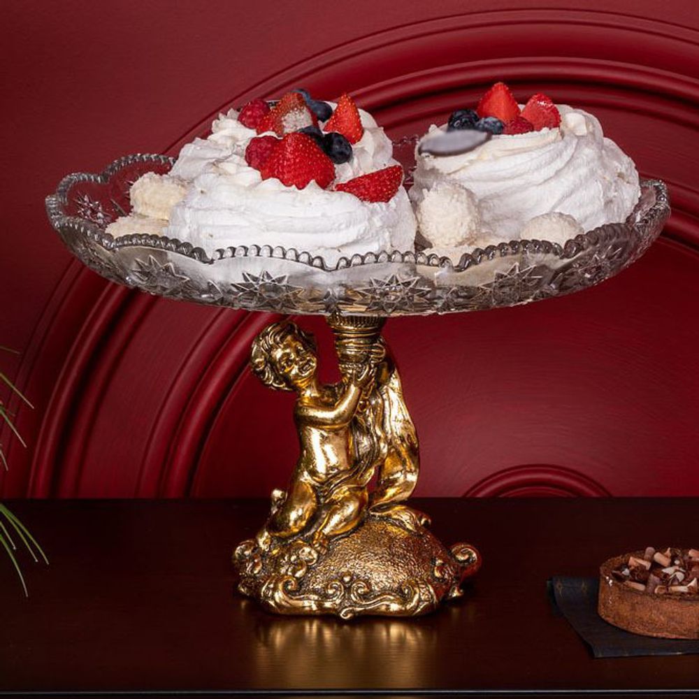 Фруктовница-конфетница Эдем со стеклянной чашей 1257 Бронза