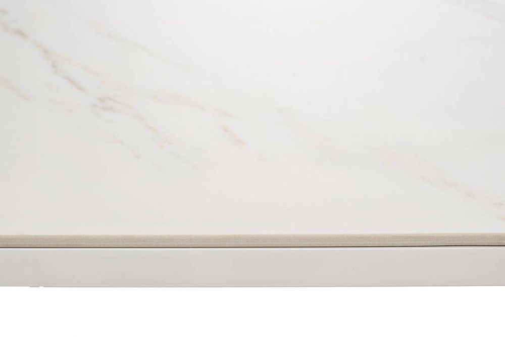 "Меркурий" стол интерьерный раздвижной обеденный из керамики, цвет белый глянцевый