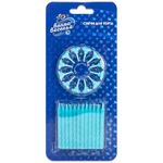 Свечи Сверкающий глиттер, Голубой, с блестками, 6 см, 24 шт. с держат.