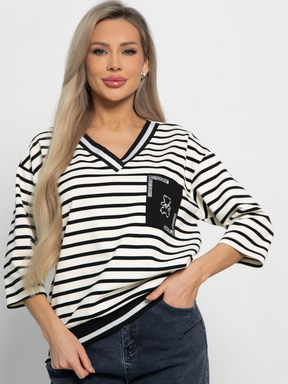 Блуза Элайза (бежево-черная) Б15131-18М LT Collection