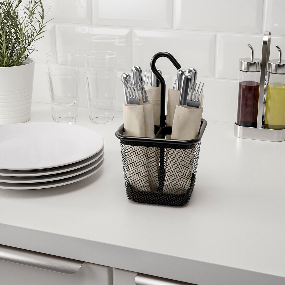 IKEA UPPDATERA  (ИКЕА УППДАТЕРА)  -  Коробка для столовых приборов, антрацит, 12x12 см