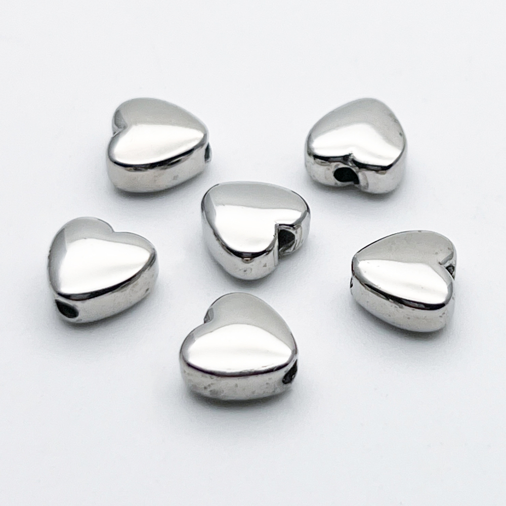 Бусина Сердце, сталь, размер 7,5*8 мм, цена за 1 шт