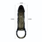 Закрытая насадка на фаллос с кольцом для мошонки - 15 см. (Цвет: черный)