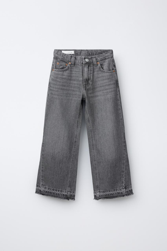 ZARA ДЖИНСЫ FLARE С БАХРОМОЙ, СЕРЫЙ