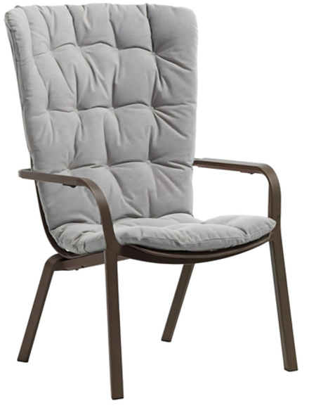 Лаунж-кресло пластиковое с подушкой Nardi Folio, табак, серый