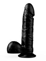 Фаллоимитатор LOVETOY чёрный с мошонкой, 16 см